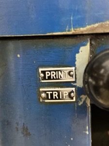 Print / Trip lever on Vandercook press
