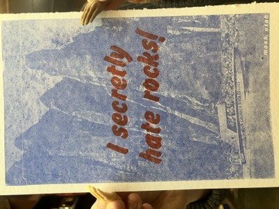 I Secretly Hate Rocks letterpress print